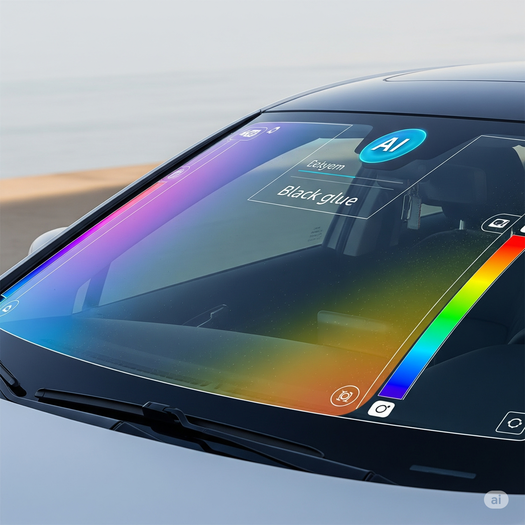 Black glue detection on windshield